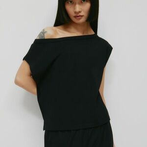 NWT KOTN Black Off-Shoulder Short Sleeve Top